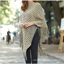 Wholesale 2017 Latest New Fashion Knit Acrylic Shiny Mexican Poncho